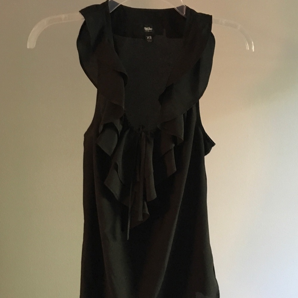 Mossimo Black Top W/ Front Ruffles Size X Small